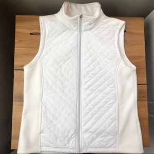 For Cynthia White Quilted Full Zipper Fleece Vest